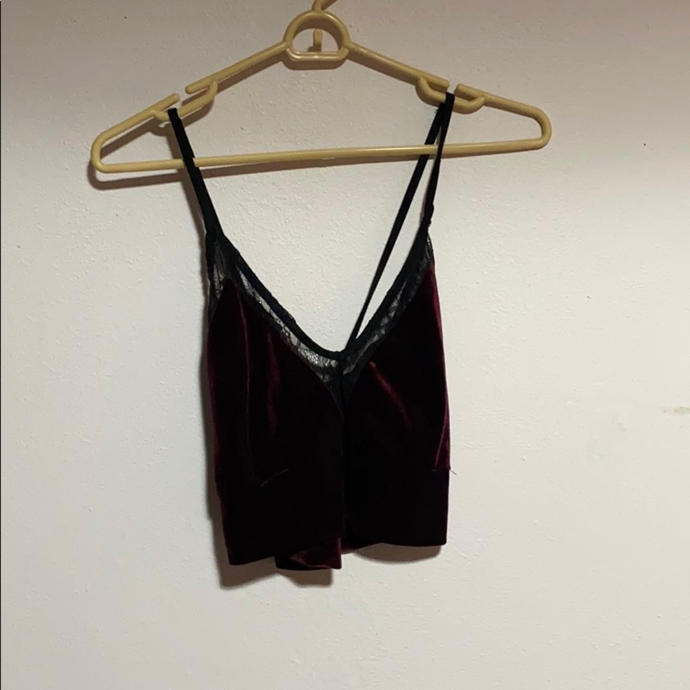 Velvet maroon criss cross top